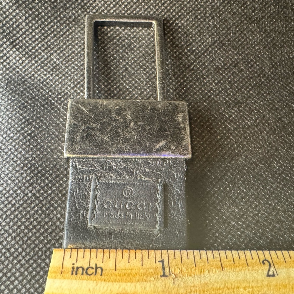 Gucci Key Ring/ Bag Charm Leather & Silver Rare Collector Accessory Vintage - Picture 4 of 6